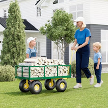 Yard Cart 1400 LBS Capacity, 10" Pneumatic Tires & Convertible Flatbed, Heavy Duty Steel Garden Utility Wagon for Lawn, Farm, Construction, Hauling Soil, Mulch, Firewood