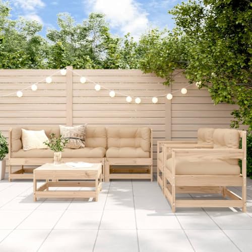 DYRJDJWIDHW Outdoor Seating,Porch Chairs,Outdoor Rocking Chair,6 Piece Patio Lounge Set with Cushions Solid WoodSuitable for Patio, Garden, Gazebo Low
