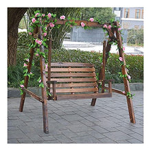 KYTGFH Patio Swing Chair with Stand - for Garden Backyard Garden Swing Outside Furniture Outdoor Swing Chair,All Solid Wood Waterproof with Flower Vine Terrace Rocking Chair(Brown Have Flowers)