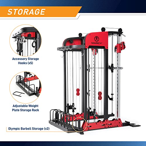 MARCY Pro Deluxe Smith Cage Home Gym System for Weight Training SM-7553 Multi