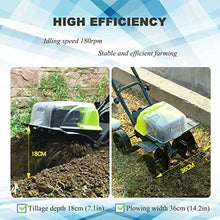 Cordless Rotavator,Cordless Garden Tiller Rotavator with Rechargeable Battery and Charger Tillage,Depth 18Cm, Cultivated Land Width 36Cm