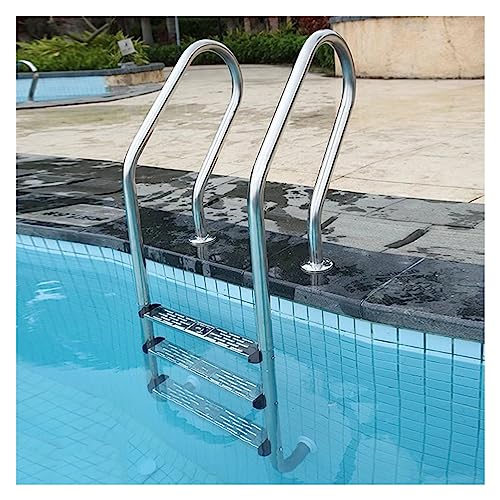 LMMIAMZ Stainless Steel Swimming Pool Ladder - 3 Step Non-Slip Steps, Thickened Handrail for Above Ground Pools, Durable 1.5mm Tube Wall, Silver Finish