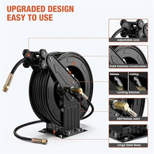 Pressure Washer Hose Reel,Double Arm Retractable,Automatic Rewind,Easy to Use,for Air,Oil,Water, 25m