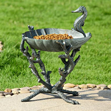 SPI Verdigris Finish Aluminum Seahorse Birdbath/Bird Feeder