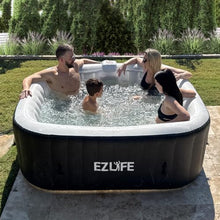 EZLIFE 4–6 Person Square Inflatable Hot Tub with Multicolor LED Lights