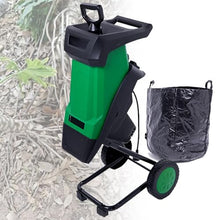 VNATWGOO Electric Leaf Shredder Wood Chipper, 2400W Automatic Mulcher, 4500RPM for 0-40mm Branches, 50L Collection Bag Green
