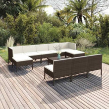 LDEWOAMEG 11 Piece Patio Lounge Set with Cushions PE Rattan Brown