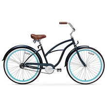 sixthreezero Women's 1-Speed 26-Inch Beach Cruiser Bicycle Classic Dark Blue with Brown Seat/Grips