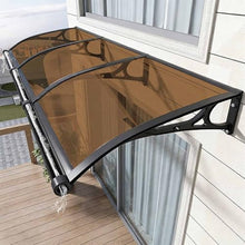 Patio Door Awning Heavy Duty Impact Resistant Polycarbonate with Aluminum Supports Expandable Canopy Front Door Window Brown 60x160cm/24x63in