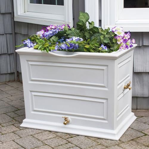 Good Ideas Savannah Colonial Style 42 Gallon Rain Saver Barrel with Planter and Brass Spigots Light Gray (3 Pack)