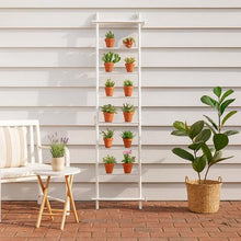 Benzara Plant Display Stand, 87 Inch 7 Tier Ladder Design, White Metal Body