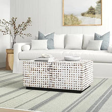 Modern Coffee Table Size 16'' H x 35'' L x 24'' D | All Season Solid Wood Laminated Coconut Shell, Perfect for Outdoor, Living Room, Bedroom, Lounge Aesthetic Table White Color Cute Charming
