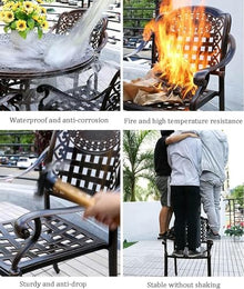 WZUOPG Patio Dining Set Outdoor Patio Cast Aluminium Round Table and 4 Chairs, Suitable for Garden/Courtyard, All-Weather Waterproof Sunscreen, 100x73cm
