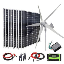 AUECOOR 1760 Watts 24V Solar Wind Hybrid System for Home Off Grid System: 8 x 120W Mono Solar Panel + 800W Wind Turbine + Accessories