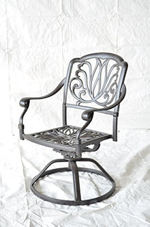 theWorldofpatio Elizabeth Cast Aluminum Powder Coated Dining Swivel Rocker - Set of 4 with Walnut Cushions - Antique Bronze