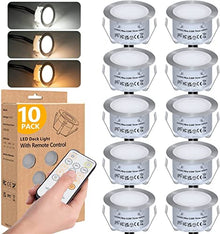 Led Decking Lights with Remote Control, 0.8W LED Deck Lights ?42MM, Warm White Deck Lighting Waterproof IP67,12V Low Voltage Plinth Lights for Terrace,Patio,Path,Wall,Garden,Decoration,10pcs (10pcs )