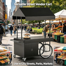 Mobile Food Cart with Canopy & Wheels, Portable Serving Station for Outdoor Party, BBQ & Tailgating, 6 Colors Metal Concession Stand for Sale with Drawer & Storage Cabinet(Orange,100cm/39in)