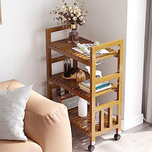 OJKJGYTF Indoor Plant Stand Baoo Plant Stand, 3Tier Baoo Flower Rack with Lockable Wheels for Indoor Outdoor Yard Garden Patio Balcony Living Room,One Size,Brown