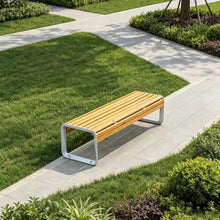 Vttui Backless Patio Bench, 2 Person Outdoor Park Bench