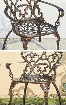 KUYBTU Garden Bench Cast Aluminium Dining Round Table and 4 Chairs Set,Garden Outdoor Furniture Table and Chairs