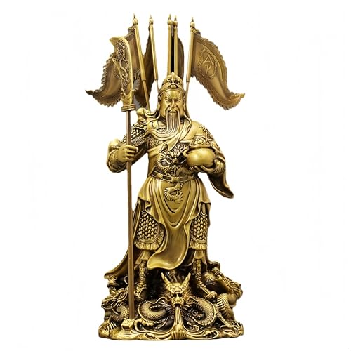 Guan Yu Statues, Guan Gong Statue, Kwan Kung, Kuan Gong Statue - God of Wealth God of Fortune - Copper Guan Yu Figurines,Bronze Guan Gong Sculpture - Guan Yun Chang - Best Feng Shui Gifts (35 inch)