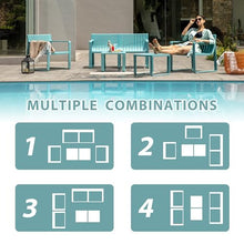 Werph 4 Pieces Outdoor Furniture Patio Table and Chairs Set, Blue