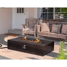 HOMPUS Propane Patio Fire Pit Table with Wind Guard, Lava Rocks and Rain Cover for Outdoor Leisure Party, 50,000 BTU 56-inch x 28-inch Rectangle Bronze Concrete Fire Table