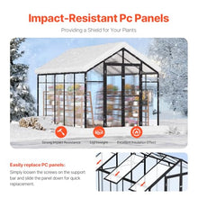 VEVOR Polycarbonate Garden Greenhouse, 8 x 10 Ft, with 2 Ventilation Windows, Hinged Door, Pavilion Style, Large Aluminium Greenhouse Kit, Flower Plant Shelter for Outdoors, Backyard