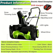 Cordless Electric Snow Thrower,180° Adjustable Discharge Chute 6Batteries