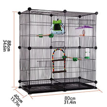 EliteBloom 31.4" Birdcages Wrought Iron Bird Cage Large Portable Bird House Square Bird House Carrier Durable Bird Carriers for Home,C