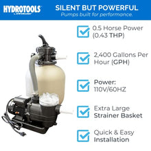 HYDROTOOLS by SWIMLINE 71405HCK 14 Inch Sand Filter Combo with Connection Kit for Soft Sided Pools | Compatible with Intex Bestway Polygroup | 0.5 HP (0.43 THP) Pump 2400 GPH | 60 Pound Sand Capacity