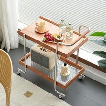 NRFJFOP Solid Wood Small Cart Set Content Frame Living Room Sofa Edge Mobile Vintage Tea Table