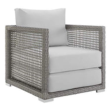Modway Aura Outdoor Patio Wicker Rattan Sofa Set Gray White