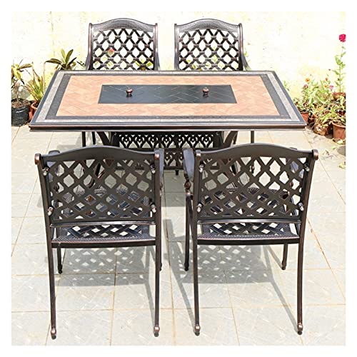 ERoomQ Wood Fire Pits Outdoor Garden Terrace Grill Table Wood Burning Fire Pit, Family Party Barbecue Outdoor Table and Chair Set, Waterproof and Heavy-Duty Outdoor Fireplace, Table+4 Chairs