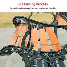 ELUKHT Park Garden Terrace Benches Outdoor Bench, Weatherproof Lounge Benches with Cast Iron Frame and Solid Wood, 2-3 Seater Courtyard Bench with Backrest Armrests (Benches)