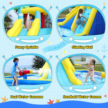 ELEMARA Inflatable Water Slide for Big Kids, 20.66x16.4FT w/Large Double-Layer Pool, Bounce House for Kids Backyard w/3 Extra-Long Slides, Climbing Wall, 2 Water Cannons,Water Spraying,750W Air Blower