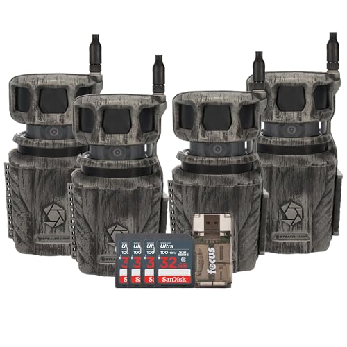 Stealth Cam Revolver 36MP Cellular Trail Camera 4-Pack with 32GB Memory Cards