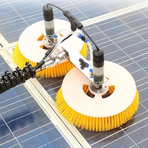 ZHLINGQ Solar Cleaning Brush, Solar Photovoltaic Panel Cleaning Brush, Adjustable Length, Double Brush Head (Spin), Water-Saving Design, Outdoor Washing Device Tool,5.5m-MainsElectricity