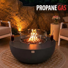 AMS 44" Round Concrete Propane Gas Fire Pit Bowl Table (Dark Gray)