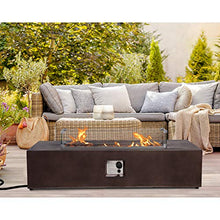 HOMPUS Propane Patio Fire Pit Table with Wind Guard, Lava Rocks and Rain Cover for Outdoor Leisure Party, 50,000 BTU 56-inch x 28-inch Rectangle Bronze Concrete Fire Table