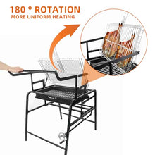 360° Rotating Charcoal Grills,Portable Stainless Steel Camping Grill Barbecue Kabob rotating grill,Swivel Bbq Grill park style grill for Outdoor Picnic Garden Terrace Camping Travel Hiking