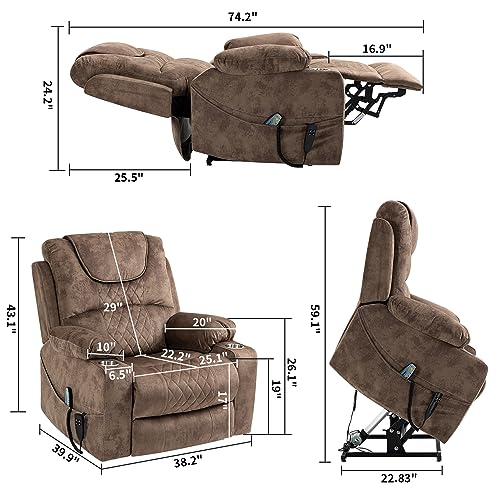 FANYE Electric Power Lift Chair with Massage and Heat, Brown V