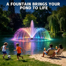 Pond Fountain Aerator with Lights, 1 HP with Dynamic RGB Lighting, Adjustable Modes, Digital Timer, for Large Ponds, Lakes & Outdoor Water Features, 15,000 GPH, 750W 110V, 100FT Cord