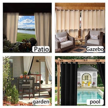 LAOMANTU Outdoor Curtains 2 Panels Outdoor Waterproof Blackout Curtains ，Plastics Grommet Indoor Outdoor Vertical Curtains， for Porch/Doorway(Beige,106 * 157.4in)