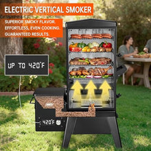 Digital Electric Smoker Grill 40 Inch with 4 Smoking Racks, Built-In Meat Probe & Adjustable Temperature Control, Vertical BBQ Smoker with Wood Chip System and Protective Cover for Outdoor Cooking