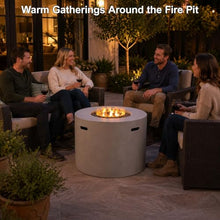 FammyLoft Propane Fire Pit Table, 31 Inch Firepits for Outside, Round Gas Fire Pit for Outside Patio, MGO Propane Fire Table, 40000BTU, Light Grey