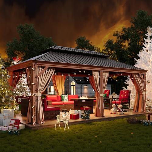 Sonegra 12' x 20' Hardtop Gazebo Brown