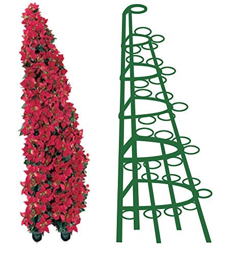 Creative Displays Half Round Poinsettia Tree Rack Display (5.5 Ft) & Matching Heavy Duty PVC Tray - Freestanding Vertical Garden Frame - Great for Poinsettias, Flowers, Plants, Succulents, and More