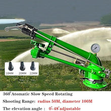 IMOSEI Lawn Sprinkler Gun, Metal Pulse Sprinkler with 18mm/20mm/22mm Replacement Nozzle, Range Diameter 40-100 Meters, Working Pressure Adjustable 4-8bar, for Garden Farm