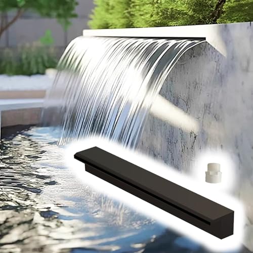 MLYAYE Koi Pond Water Feature Sprayer Spout Fall, Wall Mounted Rustproof Waterfall Fountain Box - Custom Generic Overflow Pool Fountain Kit - Without Pump(Black,L-100 cm/39 in)